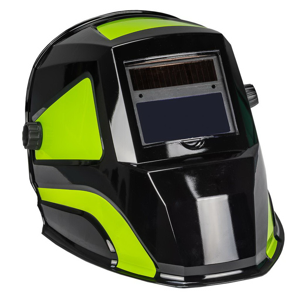 Velocity Series 55732 ADF Welding Helmet, 3-Point Ratchet Harness Headgear, UV/IR Lens, Black/Green