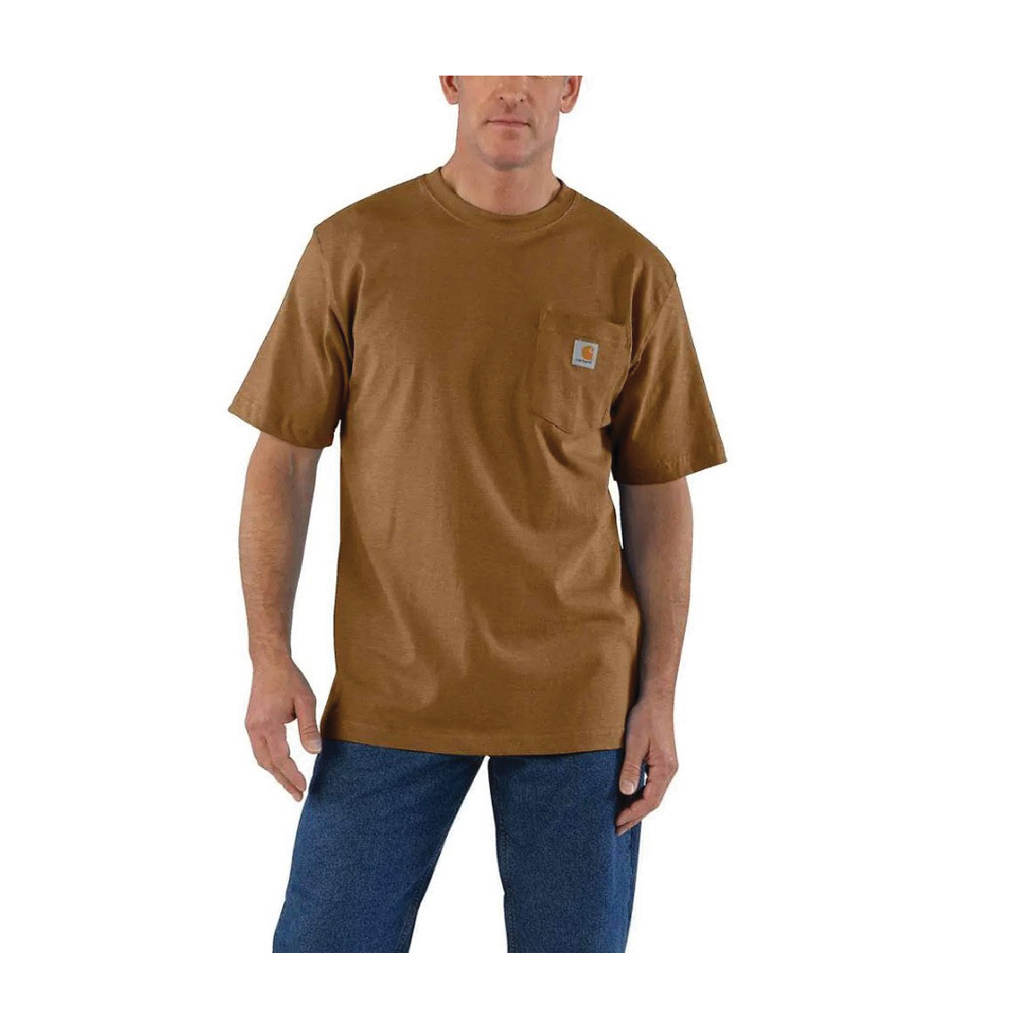 Carhartt Men's Medium Regular Powder Blue Nep Heavyweight Short Sleeve Pocket T-Shirt, Loose Fit