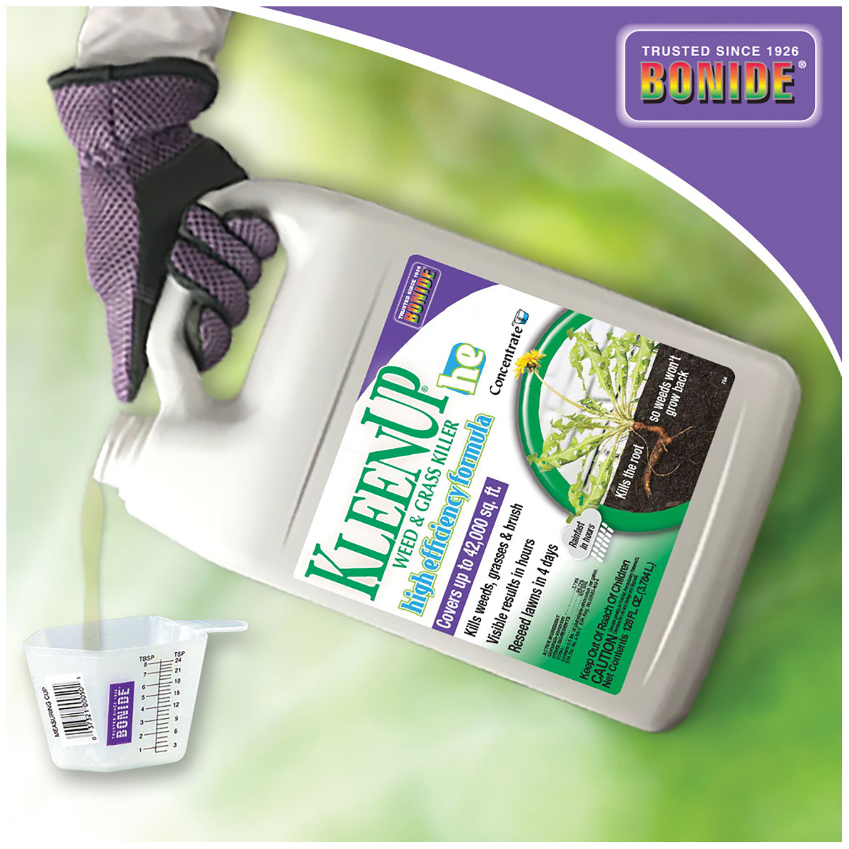 Bonide KleenUp he 754 Weed and Grass Killer Concentrate, Liquid, Amber/Light Brown, 1 gal - 2