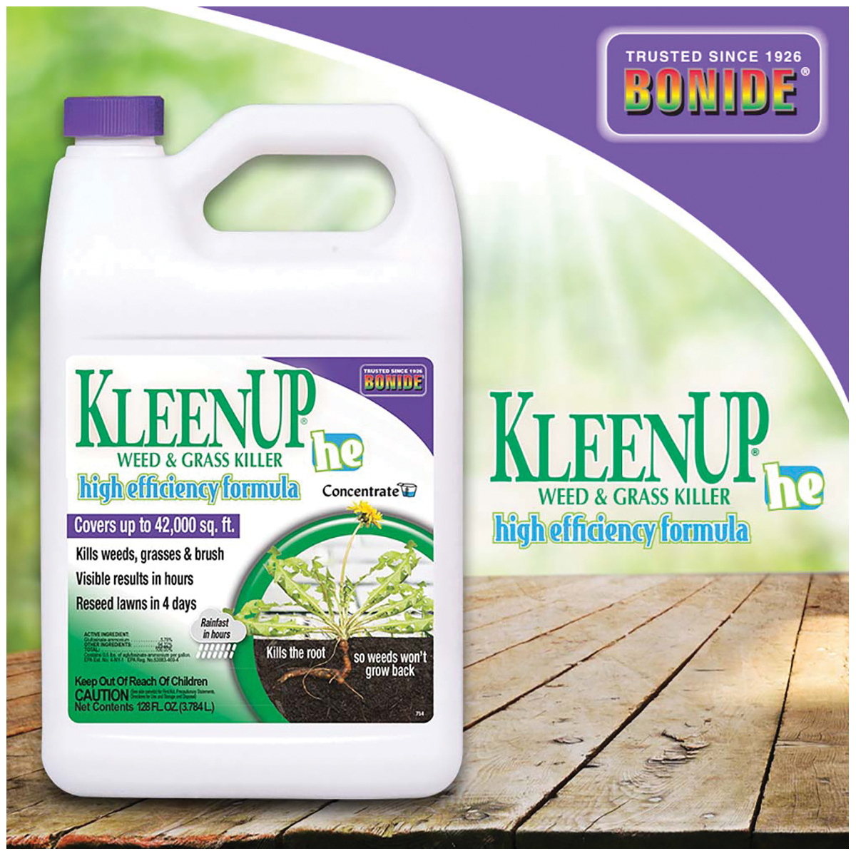 Bonide KleenUp he 754 Weed and Grass Killer Concentrate, Liquid, Amber/Light Brown, 1 gal - 4