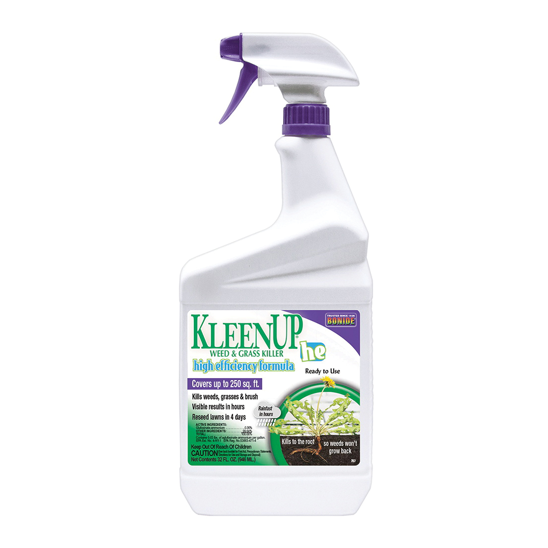 KleenUp he 757 Weed and Grass Killer Ready-To-Use, Liquid, Off-White/Yellow, 1 qt