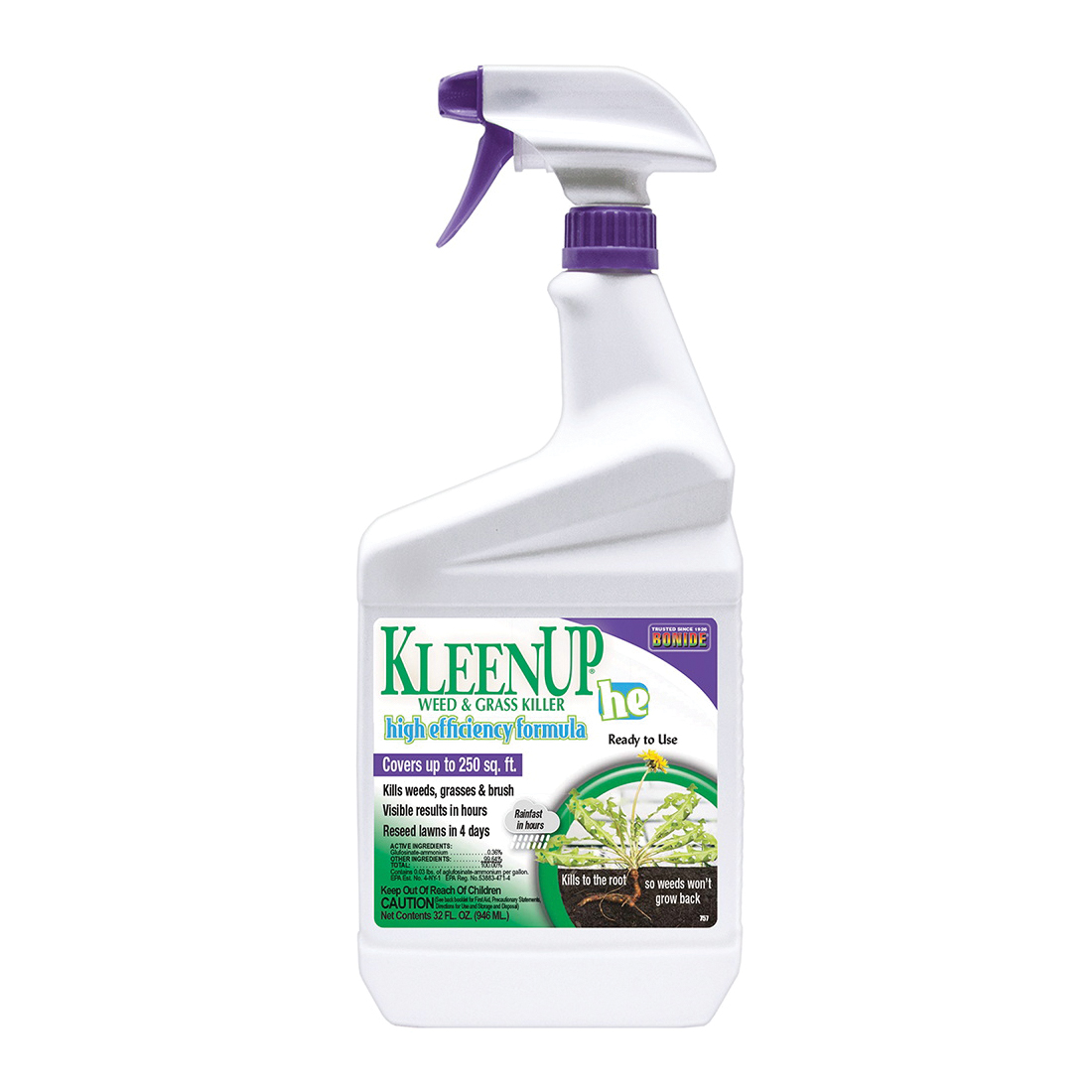 KleenUp he 757 Weed and Grass Killer Ready-to-Use, Liquid, Off-White/Yellow, 1 qt