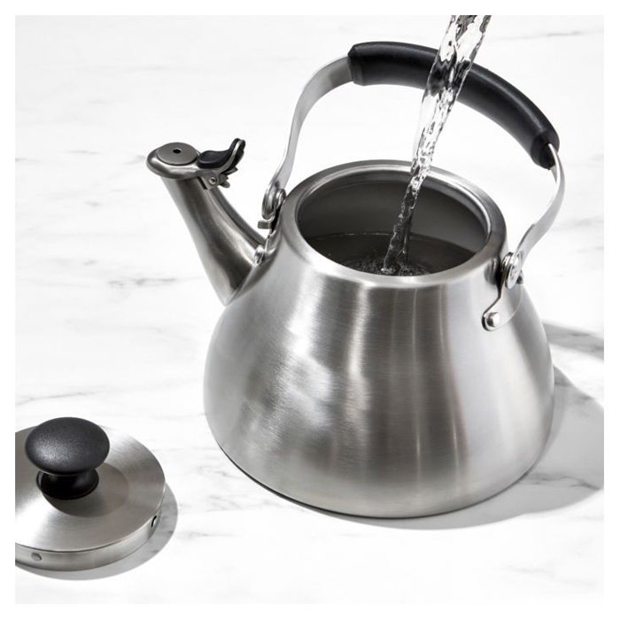 Oxo 1479500 Classic Tea Kettle, 1.7 qt Capacity, Insulated Handle, Silicone/Stainless steel, Brushed, Silver - 4