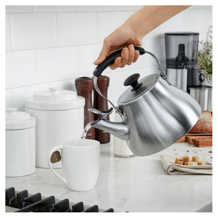 Oxo 1479500 Classic Tea Kettle, 1.7 qt Capacity, Insulated Handle, Silicone/Stainless steel, Brushed, Silver - 5