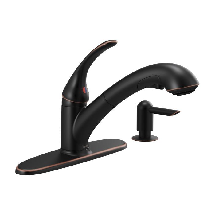 Foundations Kitchen Faucet, Delta, Pull Out, 1-Handle, Oil Rubbed Bronze, Includes Sprayer - 2