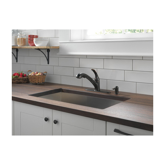 Foundations Kitchen Faucet, Delta, Pull Out, 1-Handle, Oil Rubbed Bronze, Includes Sprayer - 3