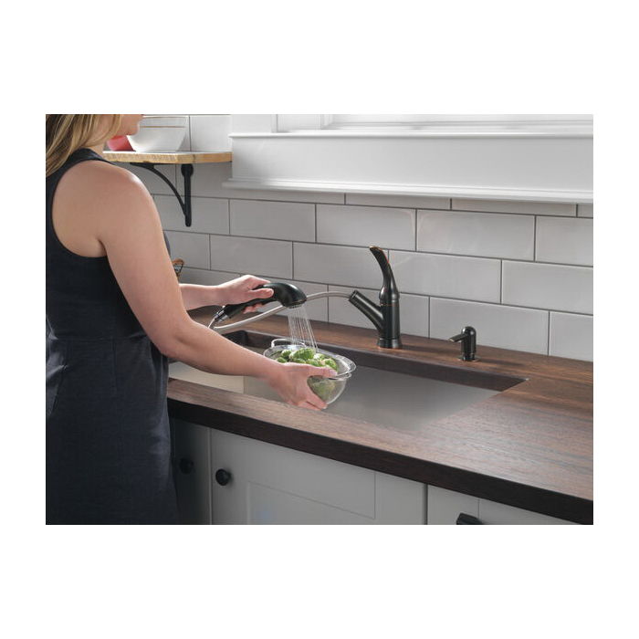 Foundations Kitchen Faucet, Delta, Pull Out, 1-Handle, Oil Rubbed Bronze, Includes Sprayer - 5