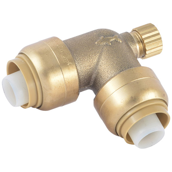 U5248LF Pipe Elbow with Drain/Vent, 1/2 in, 90 deg Angle, Brass, 200 psi Pressure