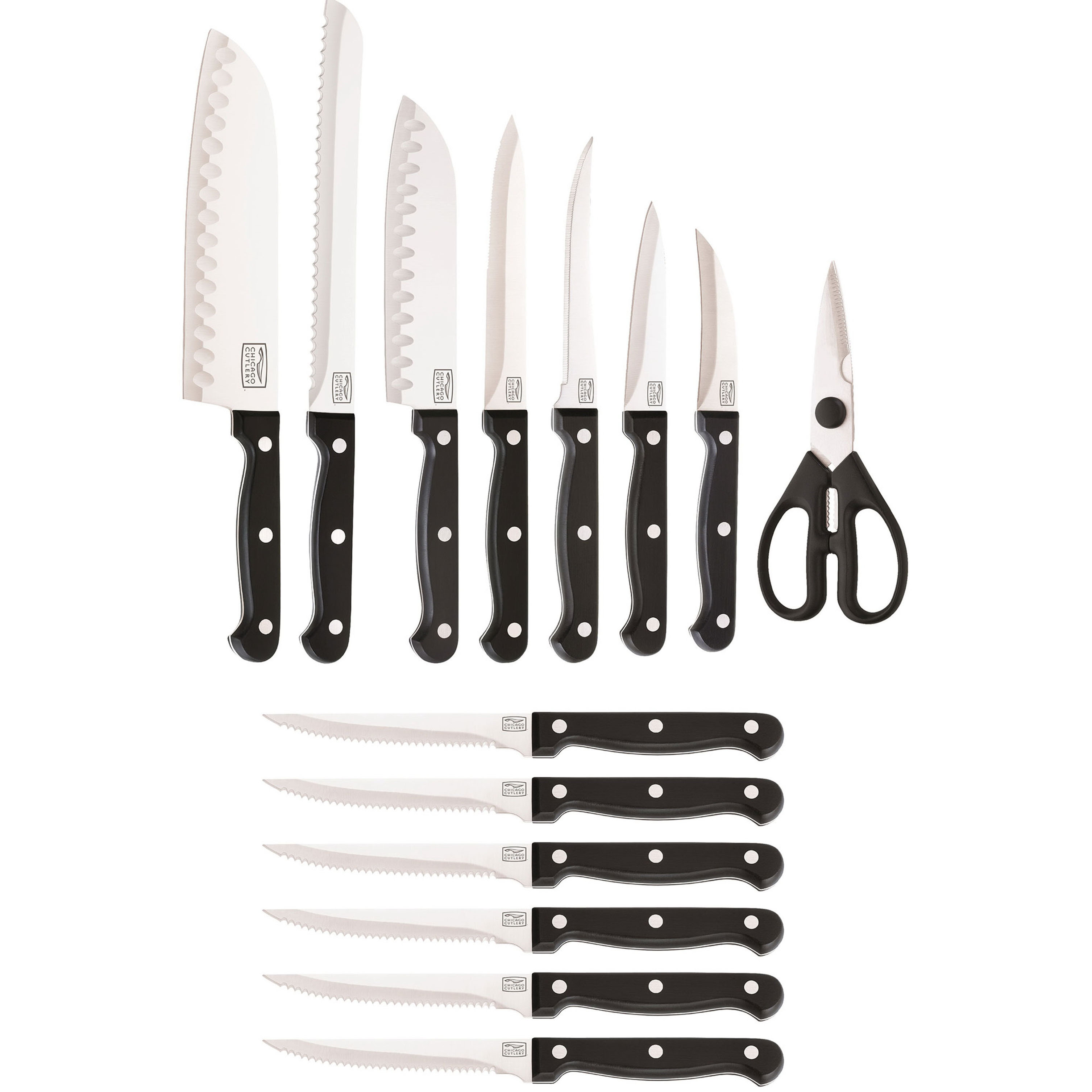 Chicago Cutlery Essentials Series 1080719 Knife Set, 15-Piece, High Carbon Stainless Steel