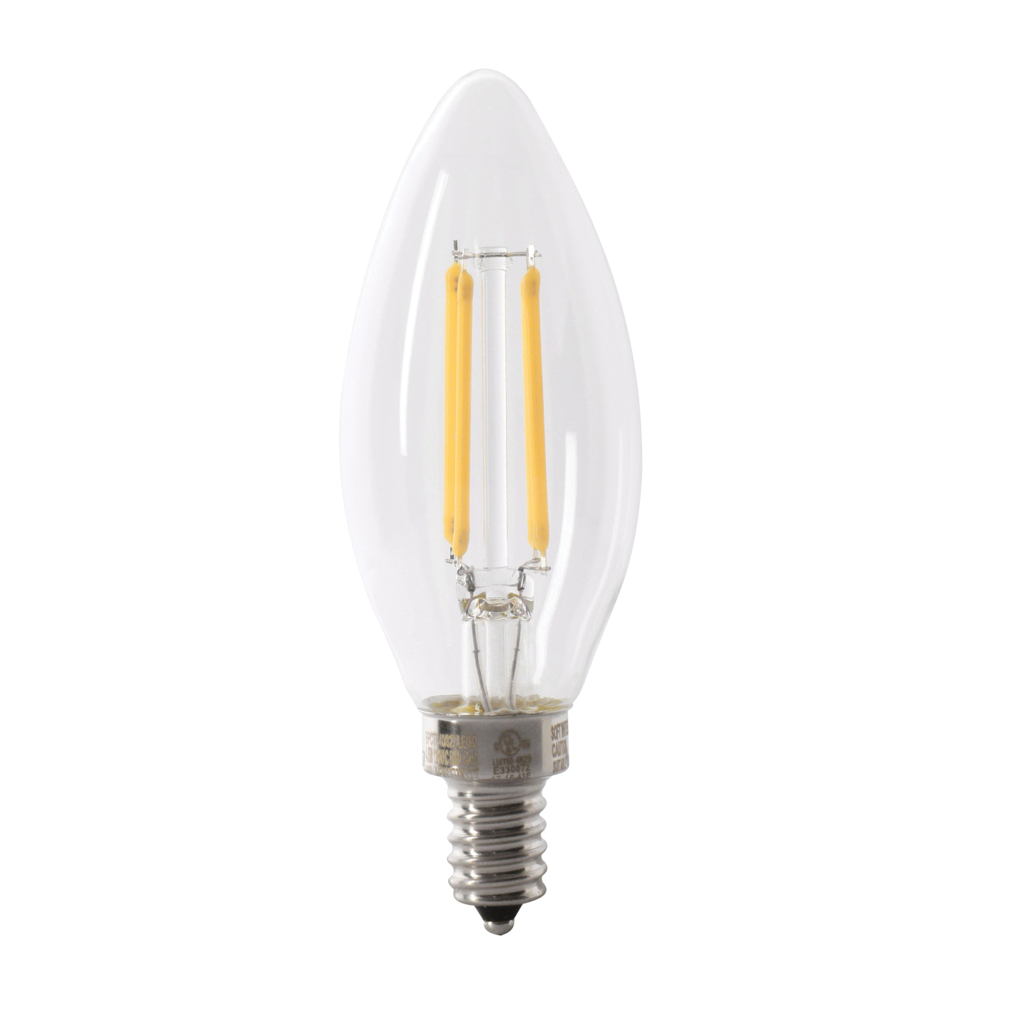 Feit Electric BPCTC60927CAFIL/2/RP Filament LED Bulb, Decorative, B10 Lamp, 60 W Equivalent, E12 Candelabra Lamp Base - 1