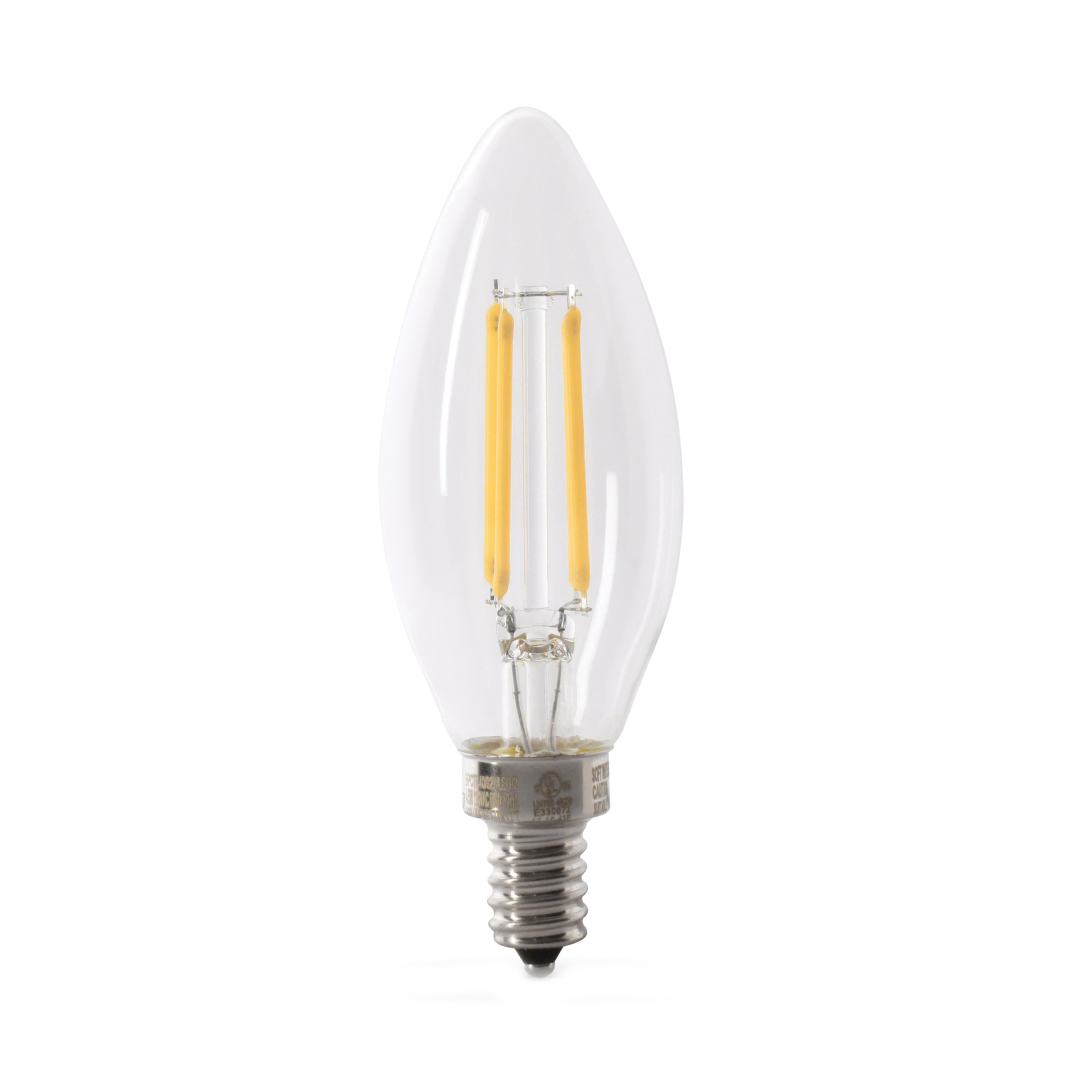 CTC60/950CA/FIL/6 LED Bulb, Decorative, B10 Lamp, 60 W Equivalent, E12 Lamp Base, Dimmable, Clear, 6/PK