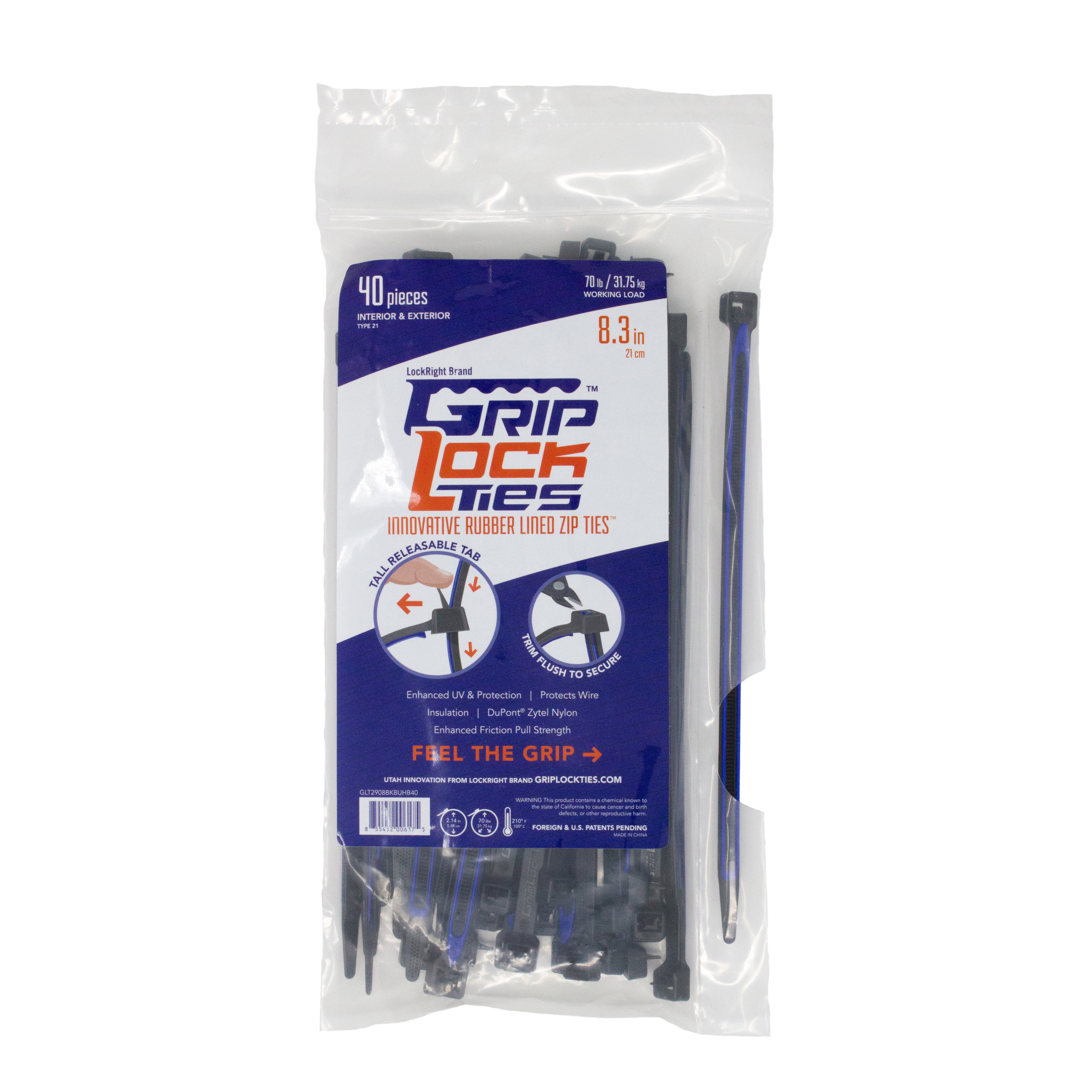 Griplockties GLT2908BKBUHB40