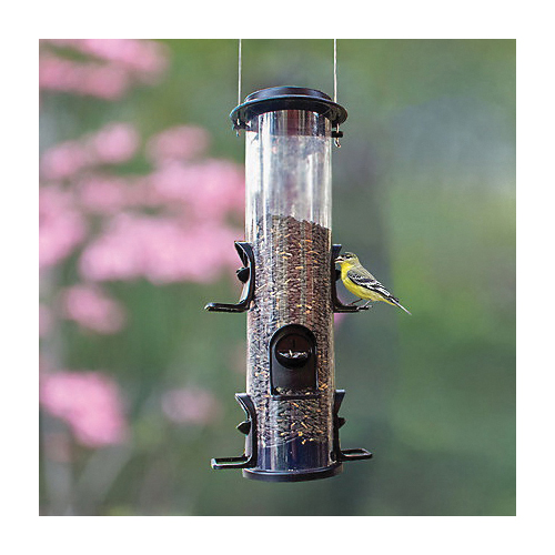 3266 XL Tube Feeder, 17-3/4 in H, 4 lb, Plastic, Black/Clear, Hanging Mounting
