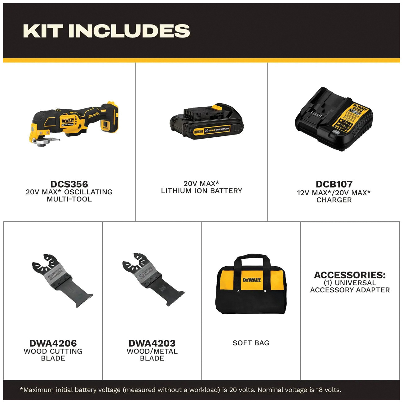 DEWALT 20V MAX XR DCS356C1 Cordless Oscillating Multi-Tool Kit, Battery Included, 20 V, 1.5 Ah, 20,000 opm OPM - 4