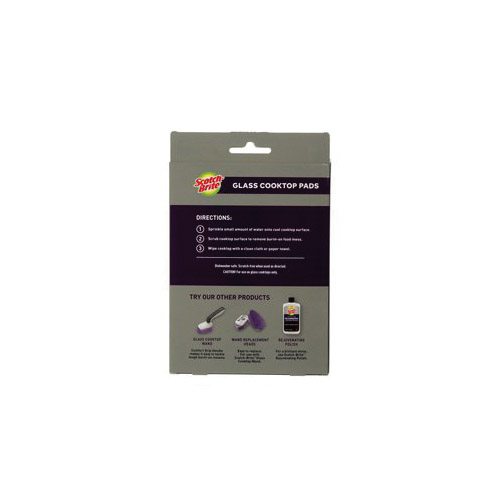 Scotch-Brite 953-CT-P Glass Cooktop Pad, 7.88 in L, 5.19 in W, Polyurethane, Purple/White - 2