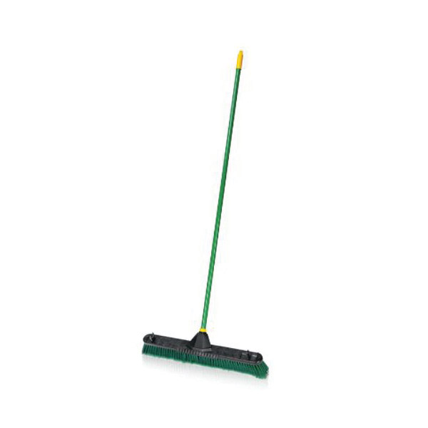 Multi-Surface Push Broom, Ace, 3 in L Trim, Polypropylene Bristle, Steel Handle, Green - 2