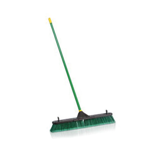 Multi-Surface Push Broom, Ace, 3 in L Trim, Polypropylene Bristle, Steel Handle, Green - 3