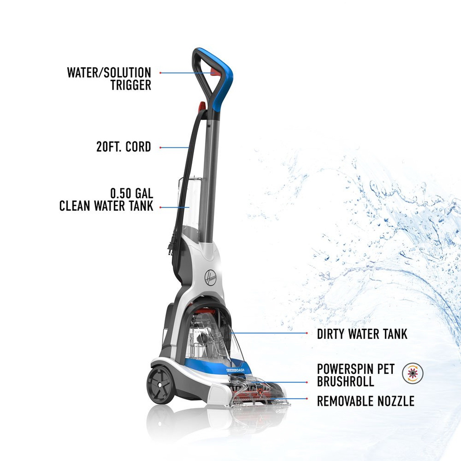 HOOVER PowerDash FH50700US Pet Carpet Cleaner, Light Blue - 2