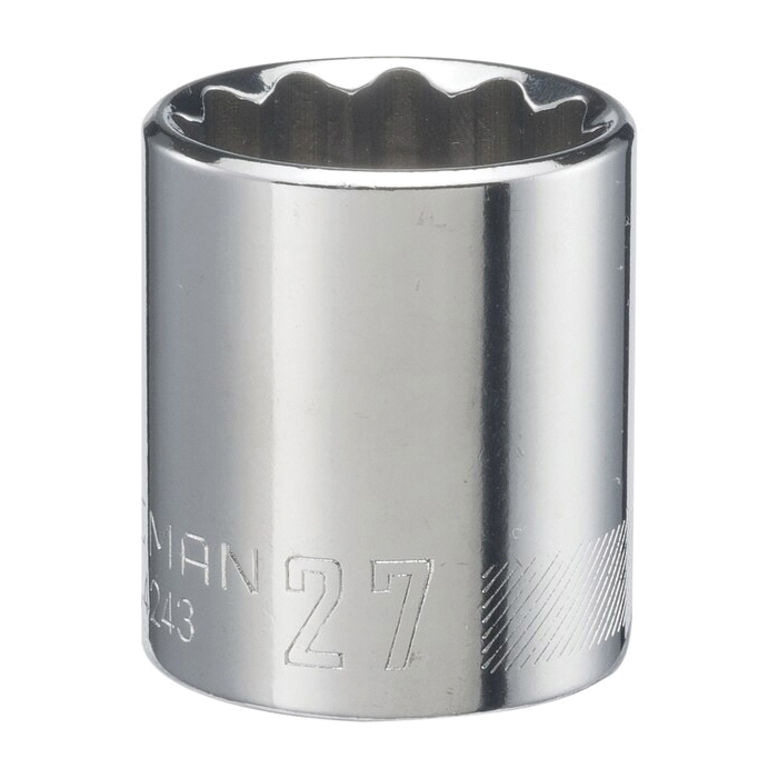 CMMT44243 Socket, 27 mm Socket, 1/2 in Drive, 12-Point, Chrome