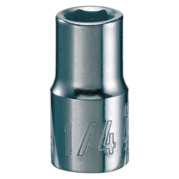 CMMT43493 Socket, 1/4 in Socket, Shallow Socket, 22 in OAL, 1/4 in Drive, 6-Point, Chrome