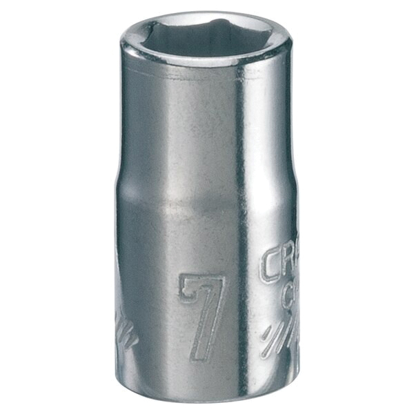 CMMT43503 Socket, 7 mm Socket, Shallow Socket, 22 in OAL, 1/4 in Drive, 6-Point, Chrome