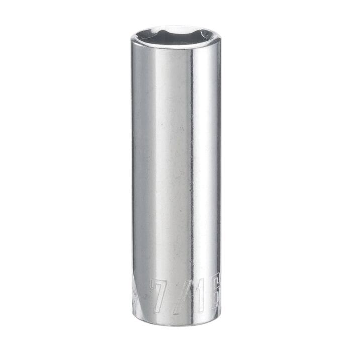 CMMT43578 Socket, 7/16 in Socket, Deep Socket, 51 in OAL, 1/4 in Drive, 6-Point, Chrome