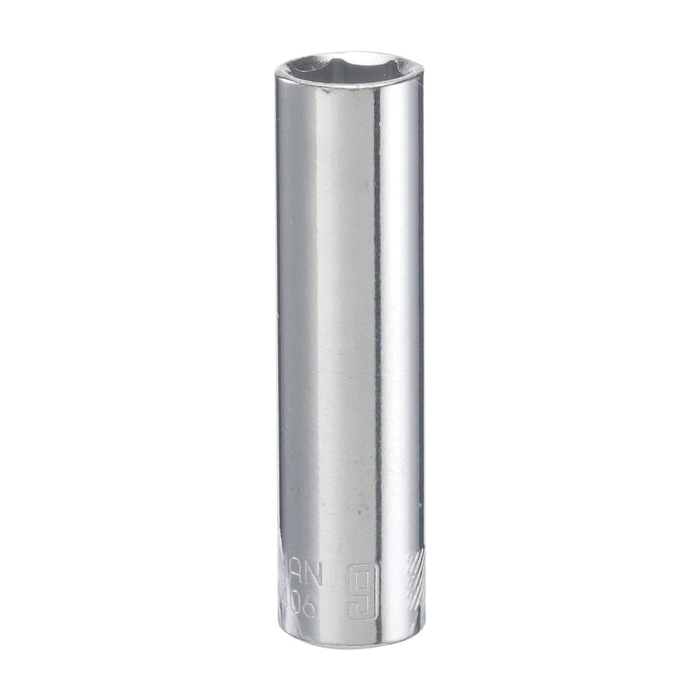 CMMT44406 Socket, 9 mm Socket, Deep Socket, 51 in OAL, 1/4 in Drive, 6-Point, Chrome
