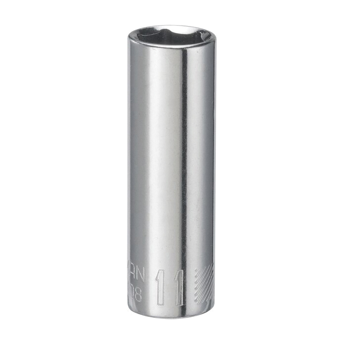 CMMT44408 Socket, 11 mm Socket, Deep Socket, 51 in OAL, 1/4 in Drive, 6-Point, Chrome