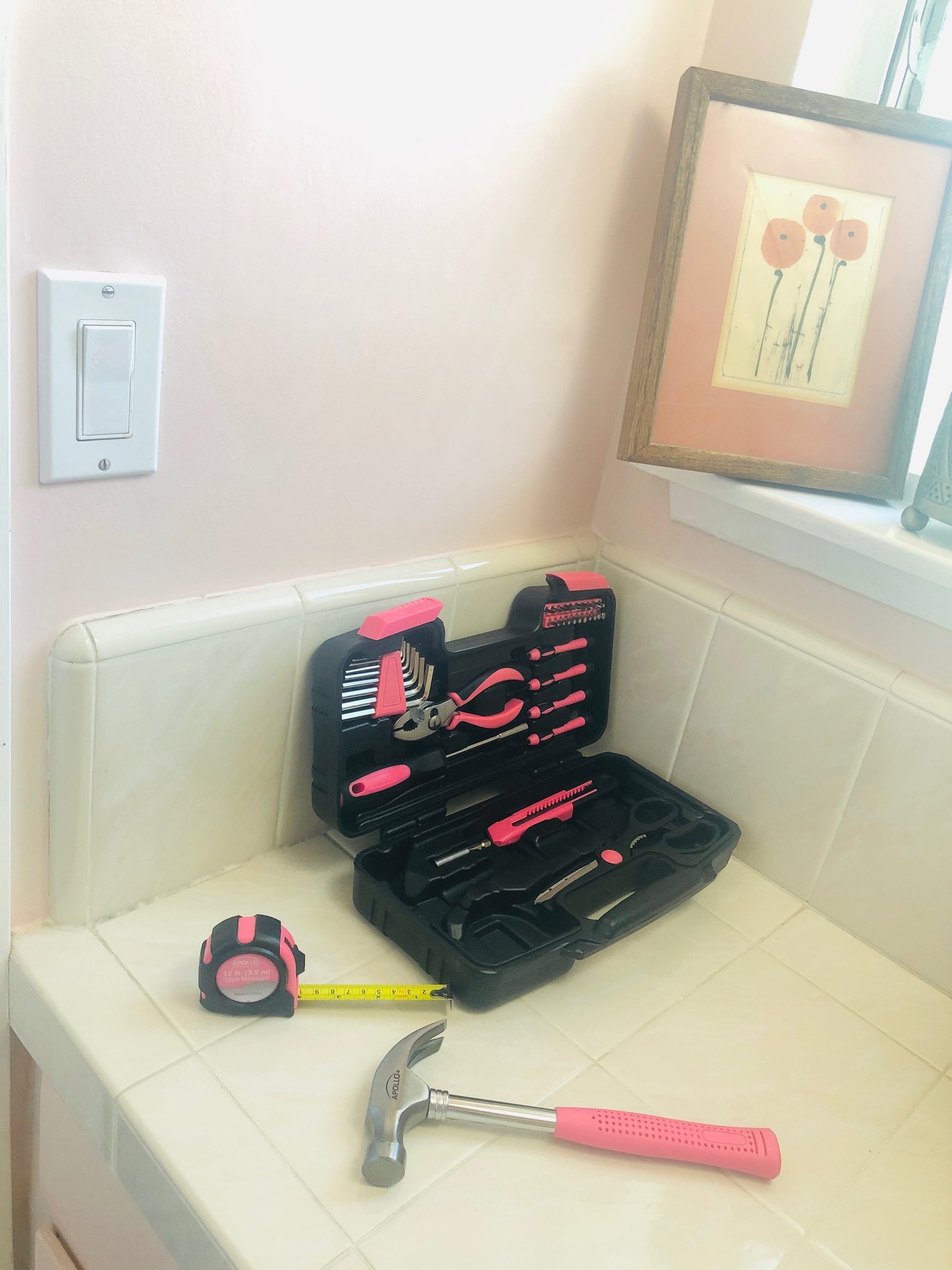 Household Hand Tool Set, Apollo Precision Tools, 39-Piece, Pink Grips - 5