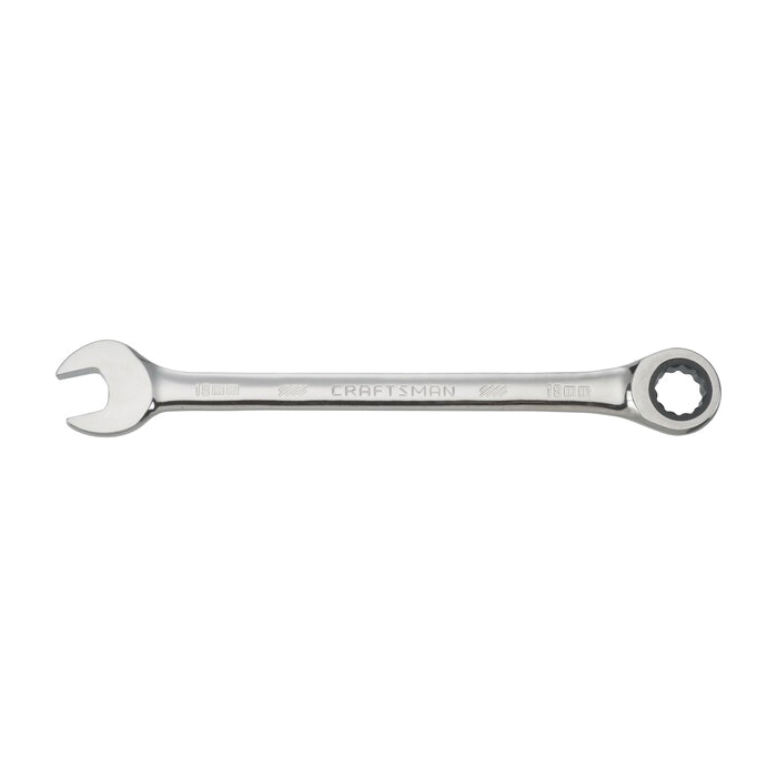 CMMT42576 Ratcheting Wrench, Metric, 18 mm Head, 12-Point, Steel, Chrome