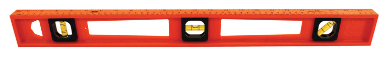 Torpedo Level, Ace, 24 in L, 3-Vial, Plastic, Orange - 1