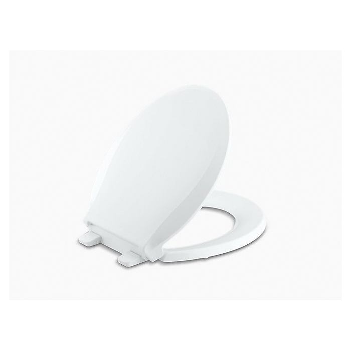 Kohler Quiet-Close Cachet Series K-4639-0 Toilet Seat, Elongated, Round, Plastic, White, Quick-Release Hinge