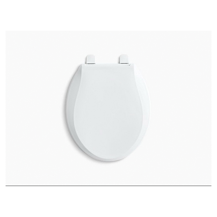 Kohler Quiet-Close Cachet Series K-4639-0 Toilet Seat, Elongated, Round, Plastic, White, Quick-Release Hinge
