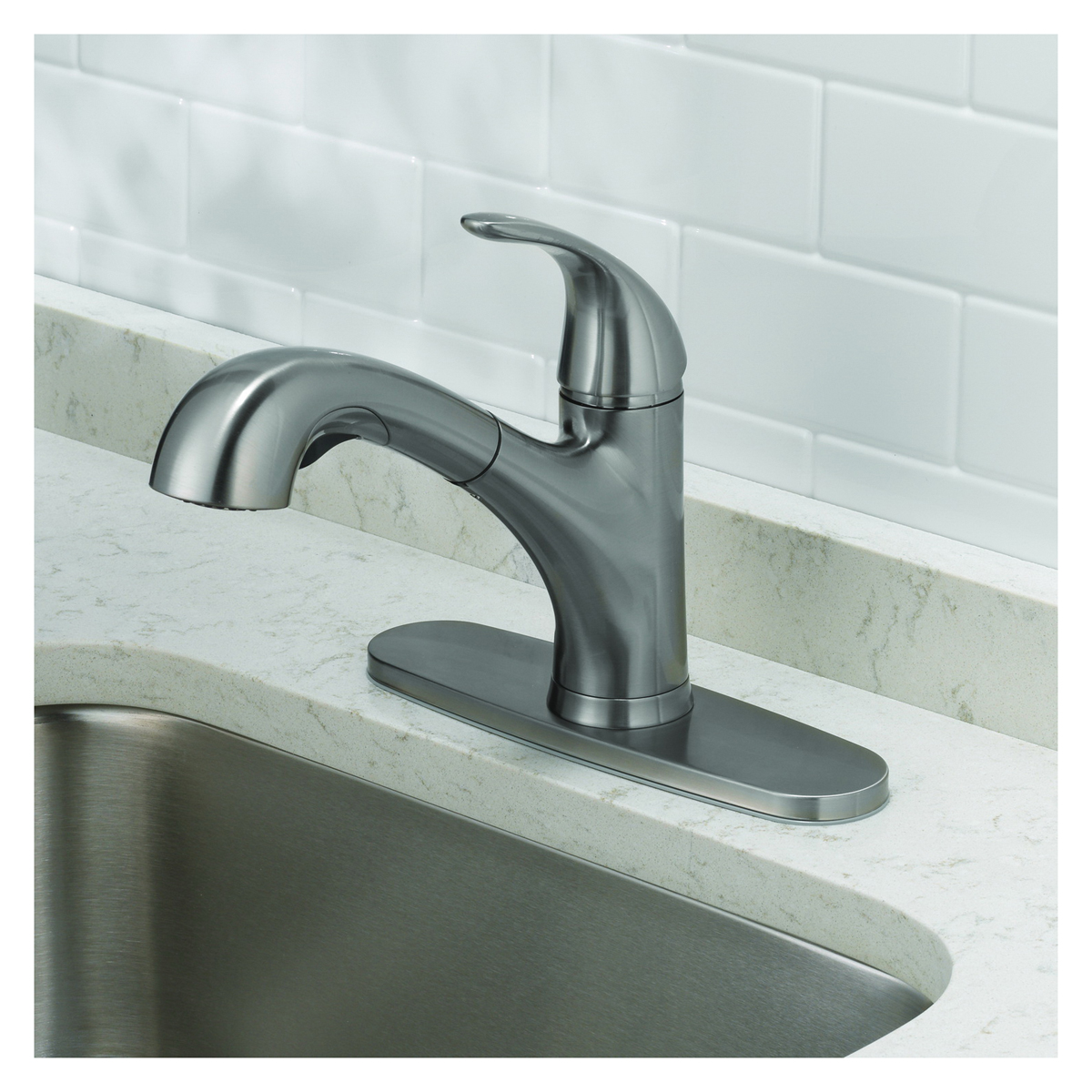 Kitchen Faucet, OakBrook, Pacifica, Pullout, 1-Handle, Brushed Nickel - 2