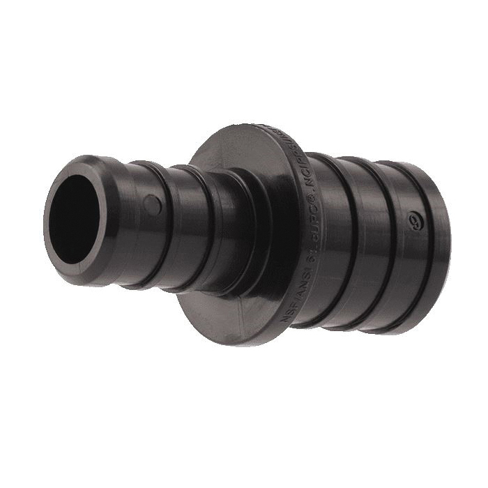 UP058A5 Reducing Coupling, 3/4 x 1/2 in, Barb x Crimp, Polymer, 80 to 160 psi Pressure