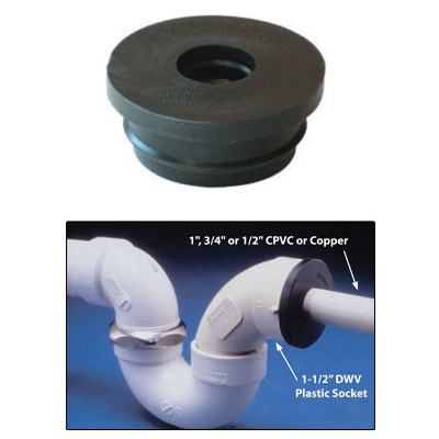Fernco PUC-1510 Utility Connector, 1 x 1-1/2 in, Compression, PVC Body, SCH 40 Schedule, 5 psi Pressure