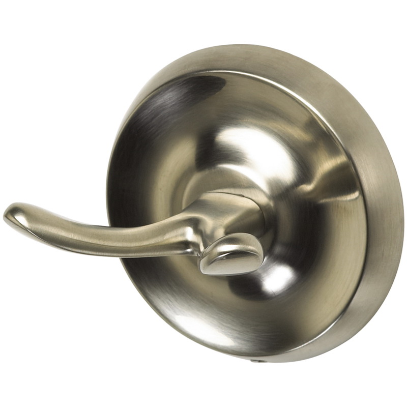 355-0304 Double Robe Hook, 30 lb, Zinc, Brushed Nickel, Wall Mounting