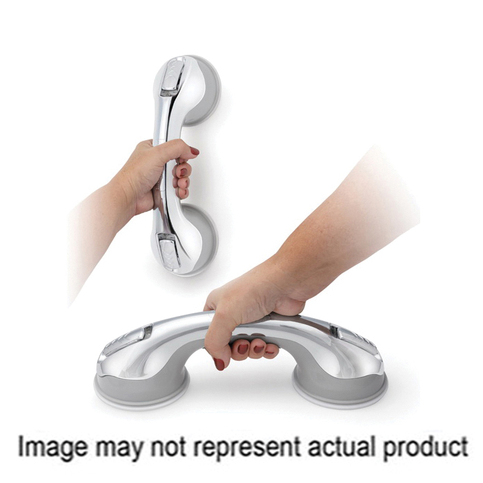 Grab Bar, Safe-Er-Grip, 12 in L Bar, Chrome, Suction Cup Mounting - 1