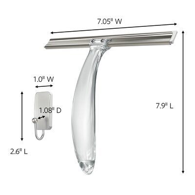 Command BATH32-SS-ES Bath Squeegee and Hook, 8 in L Blade, Straight Blade, Stainless Steel Blade, Plastic Handle - 2