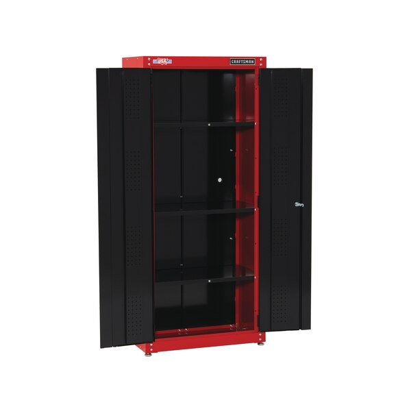 Garage Cabinet, Craftsman, 37,143 cu-in, 32 in W, 74 in H, 18 in D, Steel, Black/Red - 2