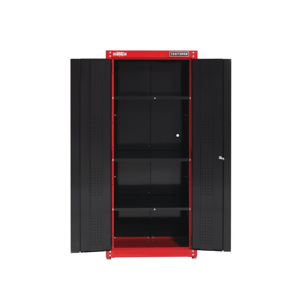 Garage Cabinet, Craftsman, 37,143 cu-in, 32 in W, 74 in H, 18 in D, Steel, Black/Red - 3