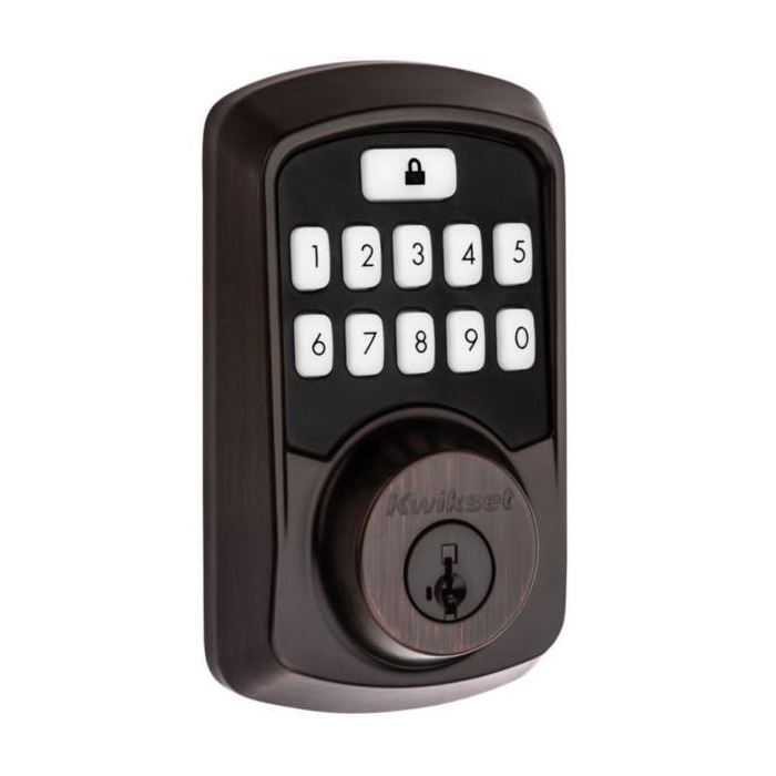 Aura Series Electronic Lockset, Kwikset, Venetian Bronze, Residential, AAA Grade, Zinc, Keypad Included - 3
