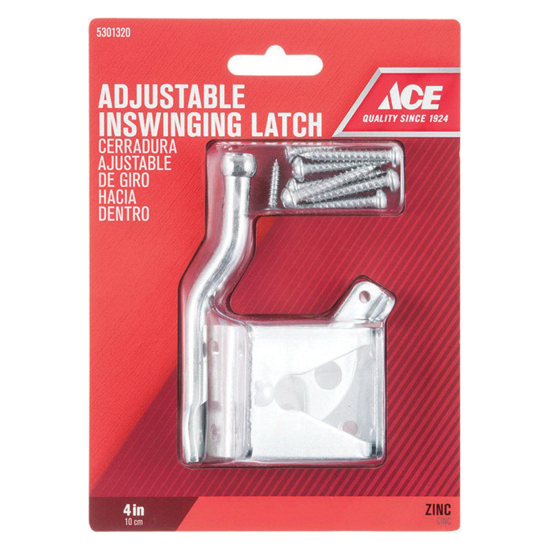 Gate Latch, Ace, 1.89 in L, 5 in W, 4 in L Bolt, Zinc - 2