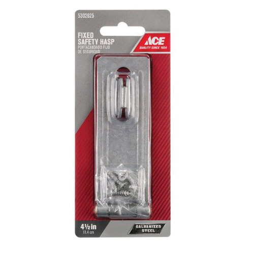 Safety Hasp, Ace, 4-1/2 in L, Steel, Galvanized, Fixed Staple - 2