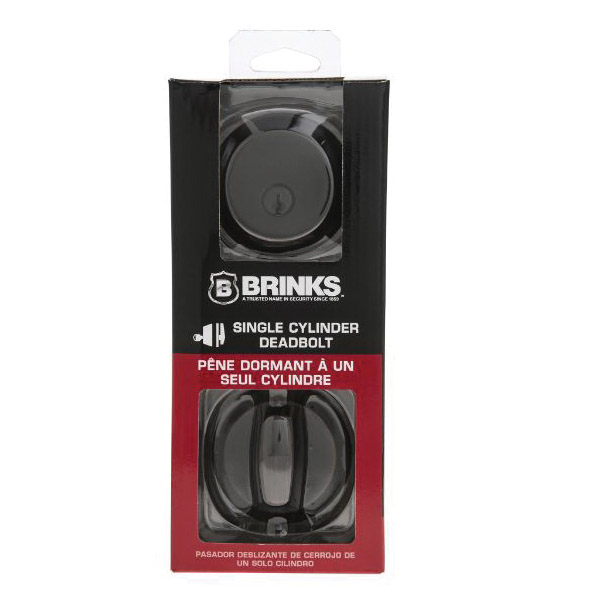 Deadbolt, Brinks, 2 Grade, Zinc, Tuscan Bronze, 2-3/8 to 2-3/4 in Backset, K Keyway - 2