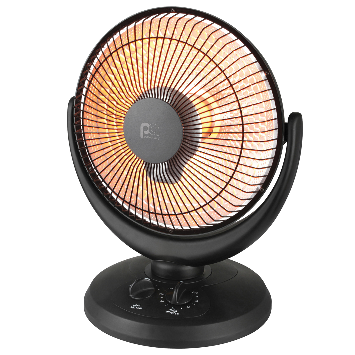 Oscillating Dish Heater, Perfect Aire, 6.67 A, 120 V, 400, 800 W, 2-Heating Stages, Black - 2