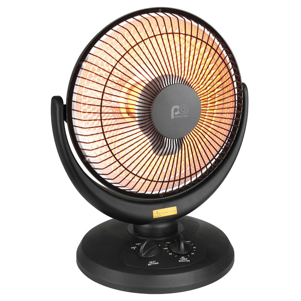 Oscillating Dish Heater, Perfect Aire, 6.67 A, 120 V, 400, 800 W, 2-Heating Stages, Black - 3