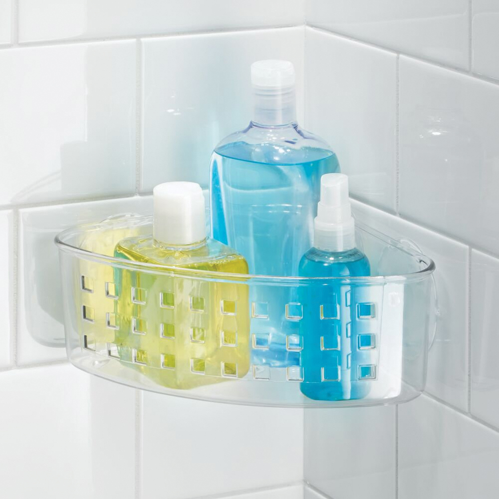 iDESIGN 41900 Corner Basket, 6 lb Capacity, 10.2 in OAW, 4.3 in OAD, 5.2 in OAH, Plastic, Clear - 3