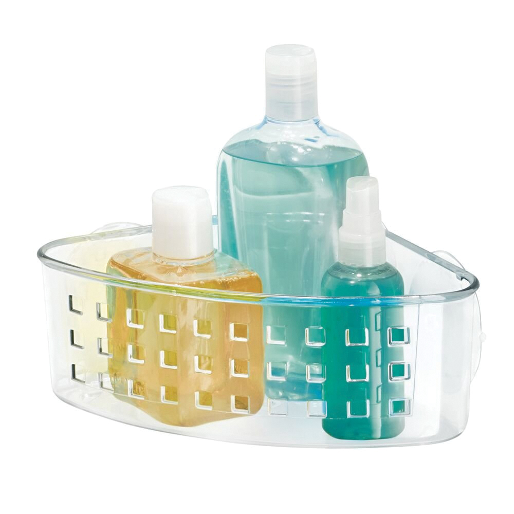 iDESIGN 41900 Corner Basket, 6 lb Capacity, 10.2 in OAW, 4.3 in OAD, 5.2 in OAH, Plastic, Clear - 5