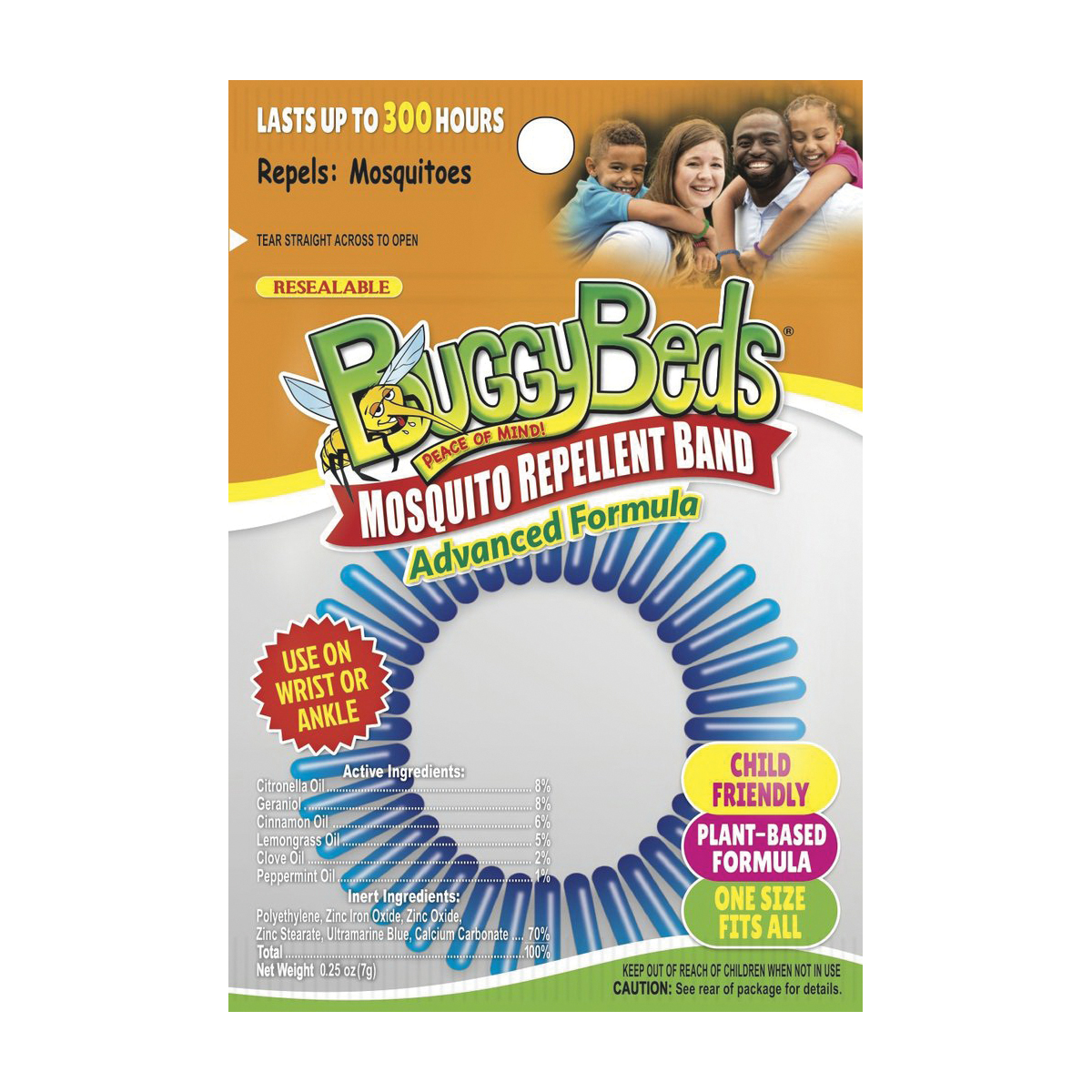 BuggyBeds 7MF4009-2 Mosquito Repellent Wrist Band, 0.25 oz, Pack - 3